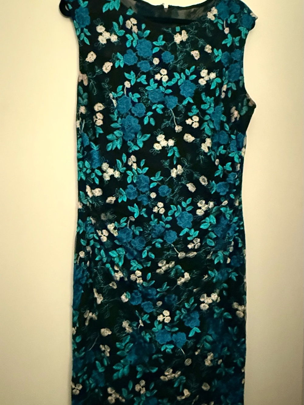 Ralph Lauren Teal and White Floral Sheath Dress